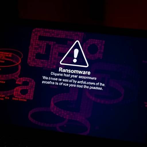 Illustration of a computer screen with a ransomware warning message.